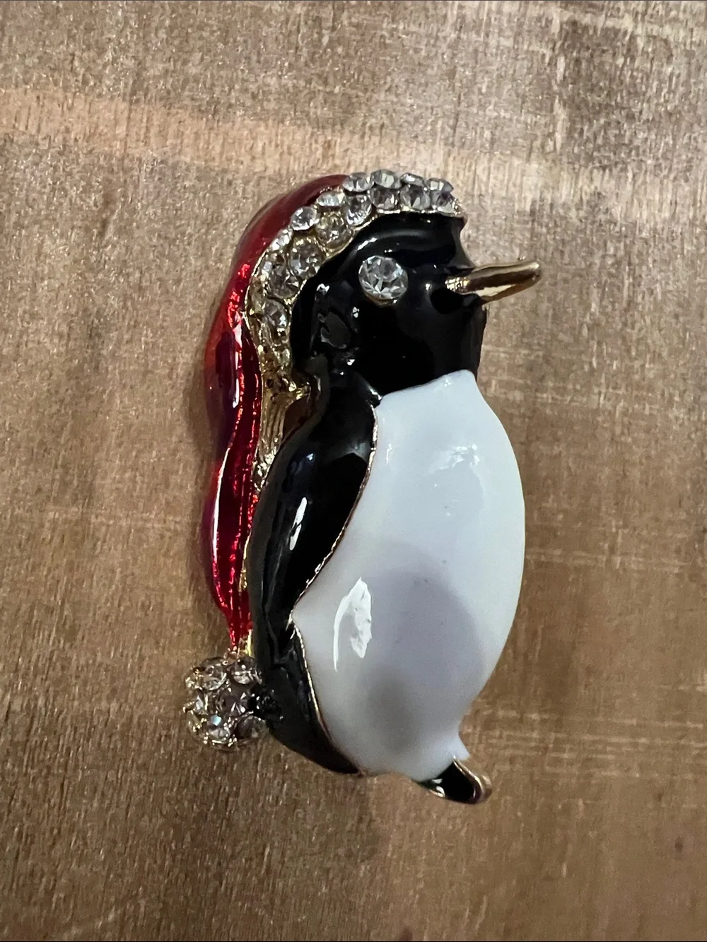 3/$18 Black and White Penguin Holiday Brooch with Red Hat Lot 6064